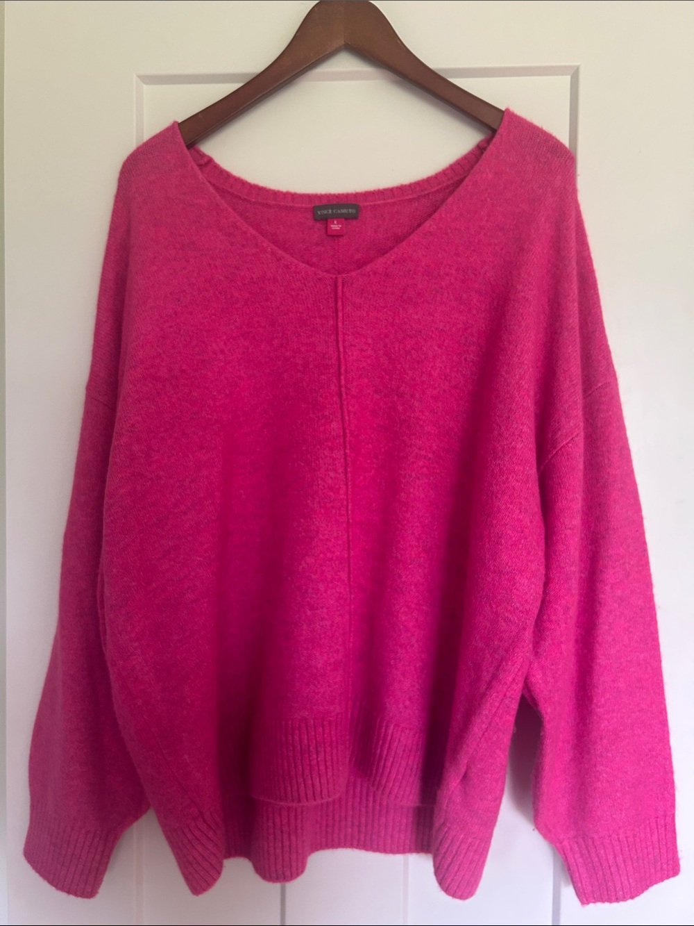 Vince Camuto Bright Pink V-Neck Pullover Sweater
